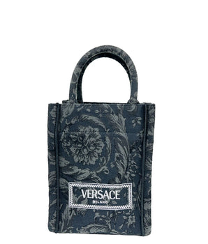 Versace Athena Barocco Mini Top Handle Tote Crossbody Bag Black