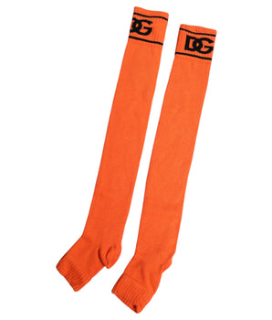 Dolce &amp; Gabbana Orange Cotton DG Logo Print Open Toe Socks