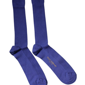 Dolce &amp; Gabbana Purple Cotton Logo Over The Calf Socks