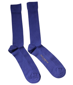 Dolce &amp; Gabbana Purple Cotton Logo Over The Calf Socks