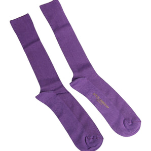 Dolce &amp; Gabbana Purple Cotton Logo Over The Calf Socks