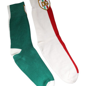 Dolce & Gabbana Multicolor Cotton DG Logo Patch Mid Calf Socks