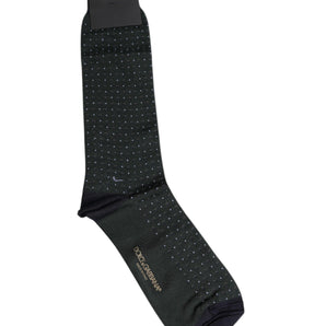 Dolce &amp; Gabbana Black Polka Dots Cotton Mid Calf Socks