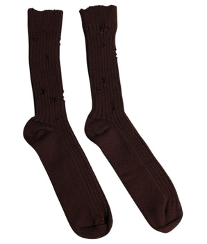 Calcetines por encima de la pantorrilla de algodón elástico marrón de Dolce &amp; Gabbana