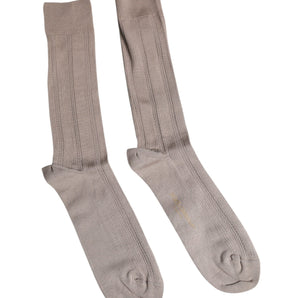 Dolce &amp; Gabbana Brown Cotton Stretch Logo Over Calf Socks