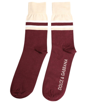 Calcetines de media pantorrilla con estampado de logotipo elástico burdeos de Dolce &amp; Gabbana