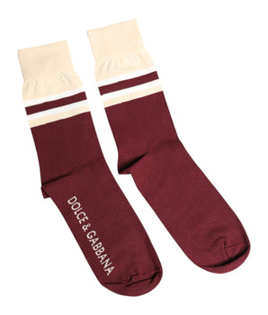 Calcetines de media pantorrilla con estampado de logotipo elástico burdeos de Dolce &amp; Gabbana