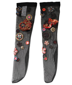 Medias elásticas negras con cristales Carretto de Dolce &amp; Gabbana