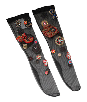 Medias elásticas negras con cristales Carretto de Dolce &amp; Gabbana