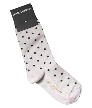 Calcetines elásticos de viscosa gris con lunares de Dolce &amp; Gabbana