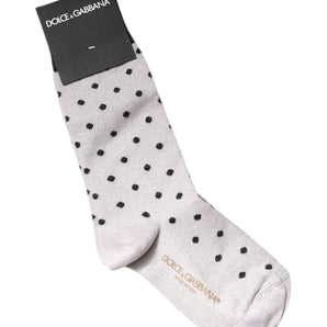 Calcetines elásticos de viscosa gris con lunares de Dolce &amp; Gabbana