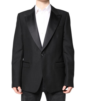 Dolce &amp; Gabbana Black Wool Single Breasted Coat Blazer