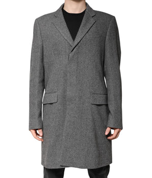 Dolce &amp; Gabbana Gray Wool Single Breasted Trench Coat Jacket