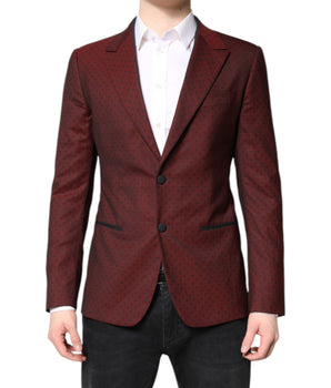 Dolce &amp; Gabbana Maroon Wool Slim Fit Men Coat Jacket Blazer