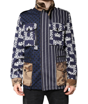 Dolce &amp; Gabbana Multicolor Cotton Logo Patchwork Coat Jacket