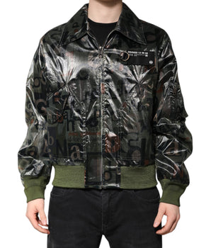 Dolce &amp; Gabbana Green DG Logo Print Bomber Full Zip Jacket