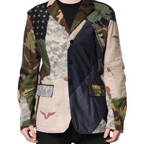 Dolce &amp; Gabbana Multicolor Camouflage Patchwork Coat Blazer