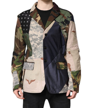 Dolce &amp; Gabbana Multicolor Camouflage Patchwork Coat Blazer