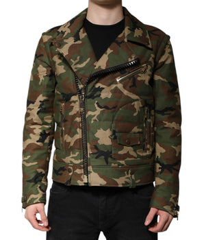 Dolce &amp; Gabbana Multicolor Camouflage Nylon Biker Jacket
