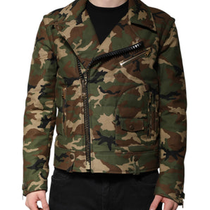 Dolce &amp; Gabbana Multicolor Camouflage Nylon Biker Jacket