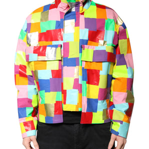 Chaqueta biker de algodón multicolor con cremallera completa para hombre de Dolce &amp; Gabbana