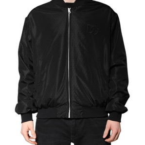 Chaqueta bomber negra de manga larga con cremallera completa de Dolce &amp; Gabbana