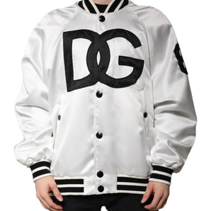 Chaqueta bomber de jersey de poliéster con logotipo DG blanco de Dolce &amp; Gabbana