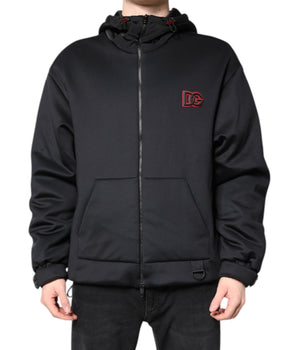 Dolce &amp; Gabbana Black Polyester DG Hooded Full Zip Jacket