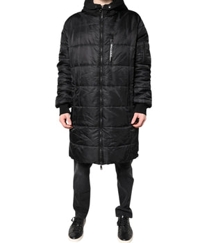 Dolce &amp; Gabbana Black Hooded Parka Coat Winter Jacket