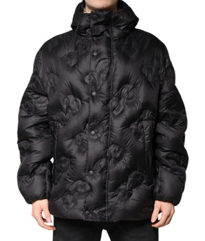 Dolce &amp; Gabbana Black Hooded Parka Coat Winter Jacket