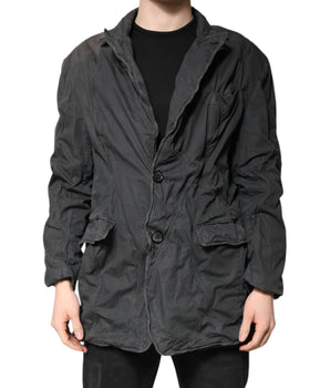 Dolce &amp; Gabbana Black Solid Cotton Collared Coat Jacket