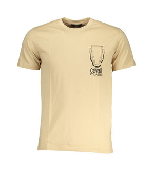 Cavalli Class Beige Cotton T-Shirt