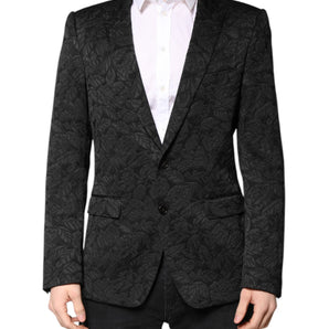 Blazer de botonadura sencilla con brocado MARTINI negro de Dolce &amp; Gabbana