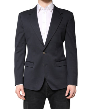 Dolce &amp; Gabbana Dark Blue Cotton Men Jacket Coat Suit Blazer