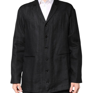 Blazer de lino negro con botonadura sencilla para hombre de Dolce &amp; Gabbana