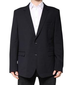 Dolce &amp; Gabbana Dark Blue Wool Single Breasted Coat Blazer
