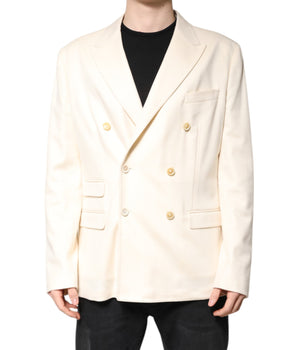 Dolce &amp; Gabbana Beige Cashmere Double Breasted Coat Blazer