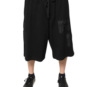 Dolce & Gabbana Black Cotton Men Cargo Sweatshorts Shorts