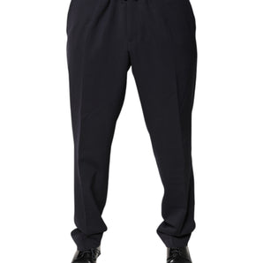 Pantalones de vestir de cintura media de lana negra de Dolce &amp; Gabbana