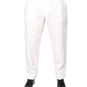 Pantalones de vestir de lino blanco de cintura media para hombre de Dolce &amp; Gabbana