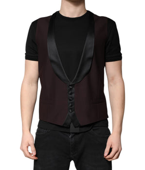 Dolce &amp; Gabbana Maroon Wool Waistcoat Dress Formal Vest