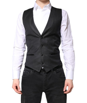 Dolce &amp; Gabbana Black Wool Waistcoat Dress Formal Vest