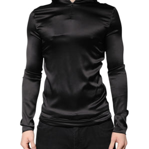 Suéter de cuello alto de seda negra Dolce &amp; Gabbana para hombre