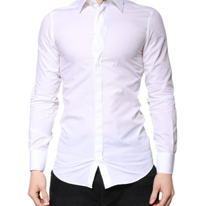 Vestido Dolce &amp; Gabbana de algodón blanco dorado con cuello formal y camisa