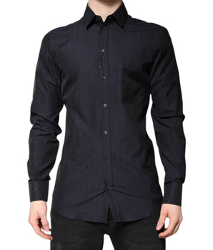 Dolce & Gabbana Black Cotton GOLD Men Dress Formal Shirt