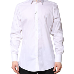 Dolce & Gabbana White Cotton GOLD Men Dress Formal Shirt