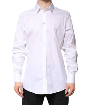 Dolce & Gabbana White Cotton GOLD Men Dress Formal Shirt