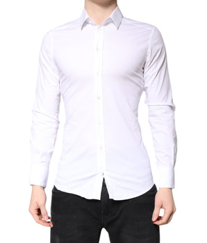 Vestido Dolce &amp; Gabbana de algodón blanco dorado con cuello formal y camisa