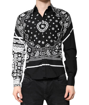 Dolce & Gabbana Black White Bandana MARTINI Casual Shirt
