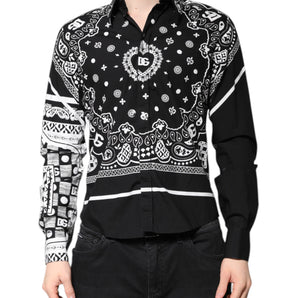 Dolce & Gabbana Black White Bandana MARTINI Casual Shirt